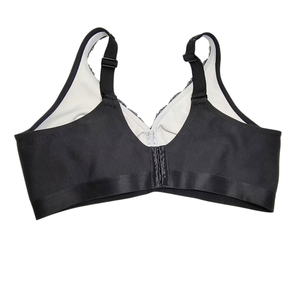 Cacique Elegant Black Lace Overlay Wide Coverage No Wire Bra 44D - Picture 2 of 6